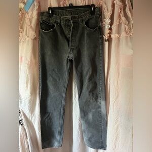 Vintage Levi’s 501 button fly faded black wash Jean 33x34